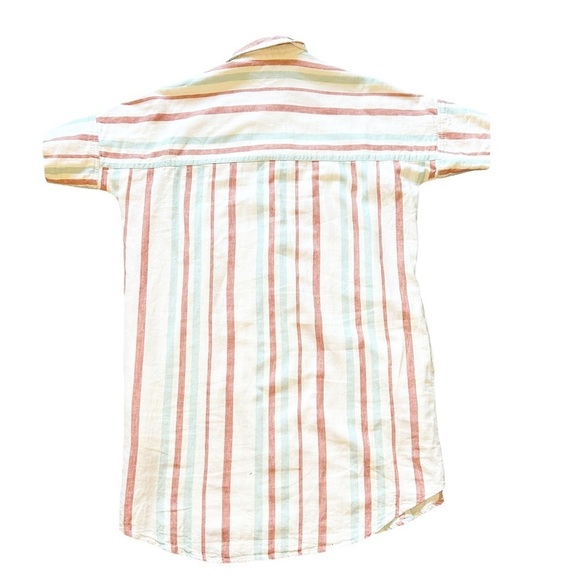Madewell Courier Stripe Linen Cotton cream multicolor shirt dress Popover Medium - Picture 5 of 8